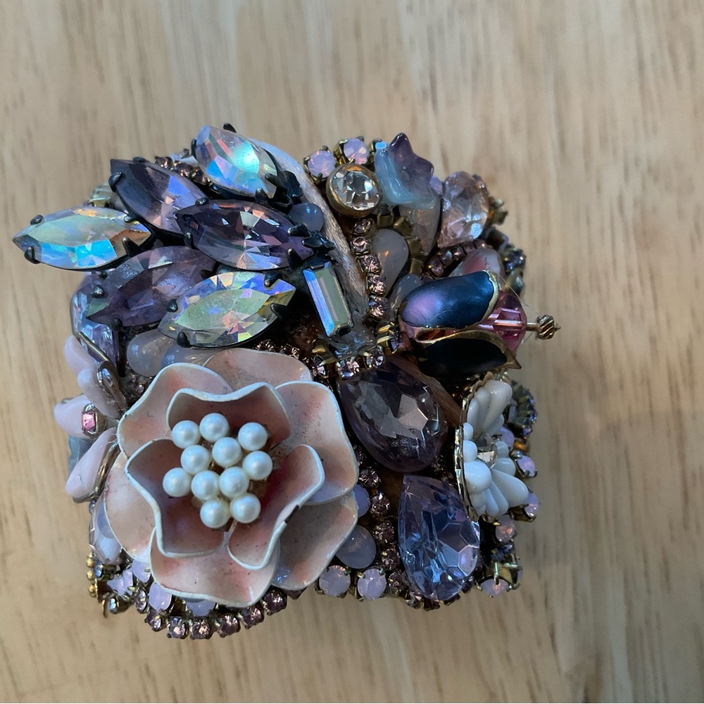 Handmade cuff bracelet with vintage jewelry pieces